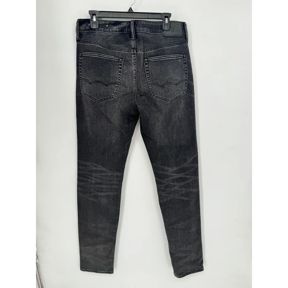 American Eagle Slim Jeans Mens 32x36 Black NEW Distressed Ne(x)t Level Flex 3002